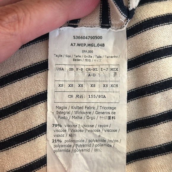 Weekend Max Mara Oversized Cream & Navy Blue Stripe Knit V-neck Sweater Size XS - Picture 7 of 7